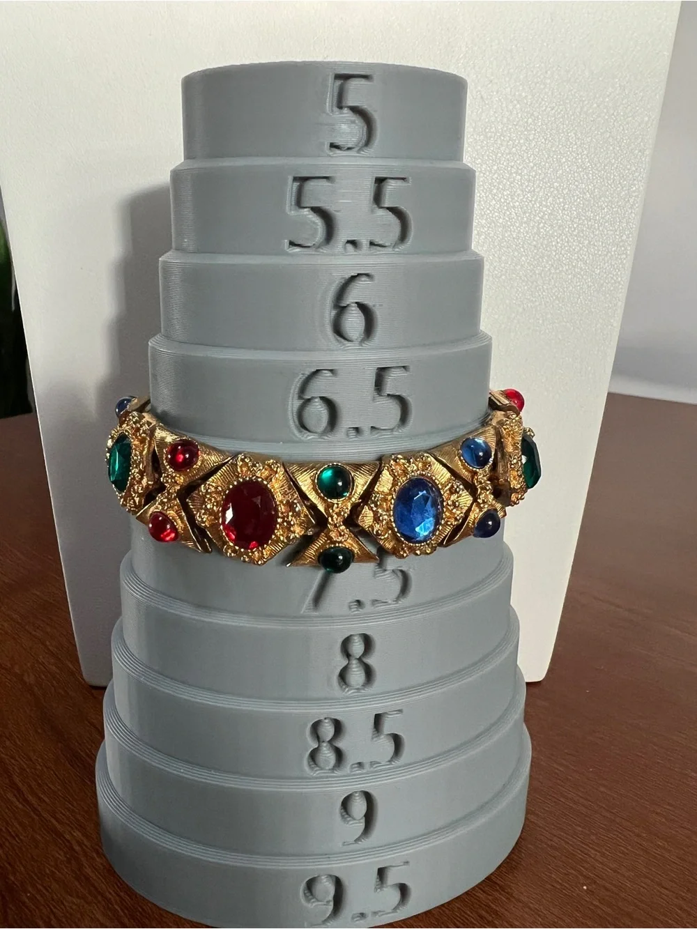 Vintage Gold-Tone Bracelet with Red, Blue & Green Glass Stones